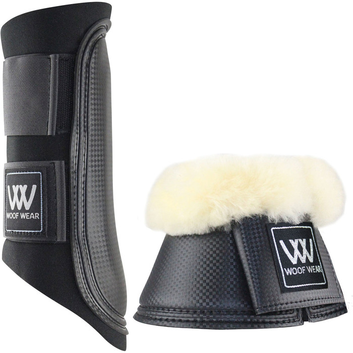 2023 Woof Wear Club Brushing Boots & Pro Overreach Sheepskin Boots Bundle WB0003WB0052 - Black