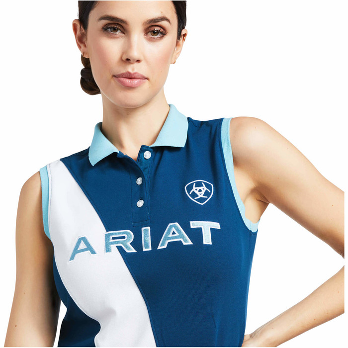 Ariat Ariat Womens Prix 2.0 Short Sleeved Polo Shirt Blue Opal 