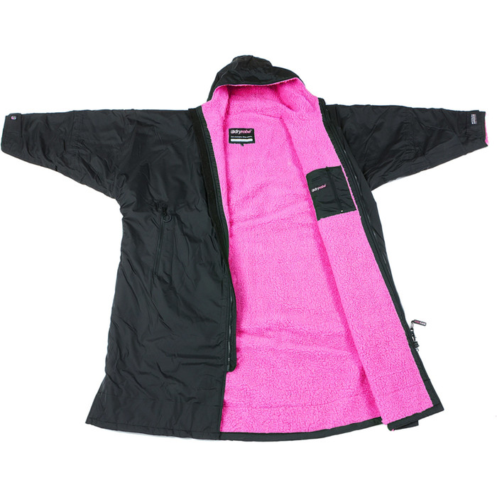 2021 Dryrobe Advance Kids Long Sleeve Premium Outdoor Change Robe LSDABB - Black / Pink