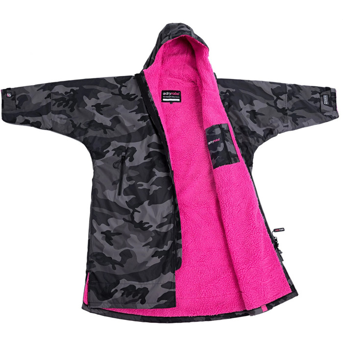 2021 Dryrobe Advance Long Sleeve Premium Outdoor Change Robe LSDABB - Black Camo / Pink