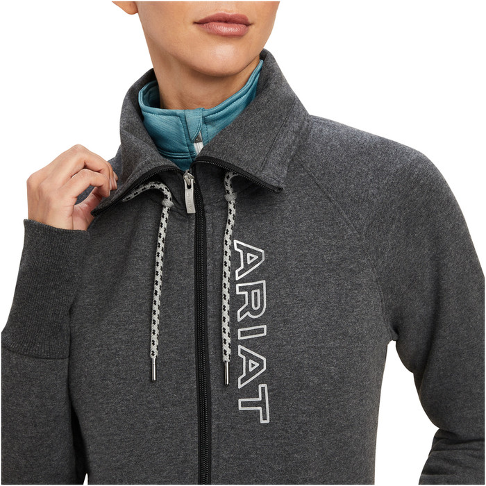 2022 Ariat Frauen-Team-Logo-Sweatshirt Mit Durchgehendem Reiverschluss 10041227 - Anthrazit