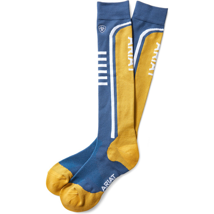 Ariat Unisex Ariattek Slimline Perfromance Socks - Blue / Yellow