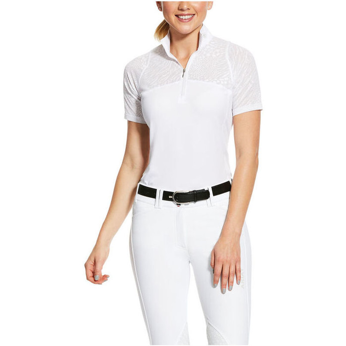 Ariat Womens Airway 1/4 Zip Short Sleeve Show Shirt 10030449 - White