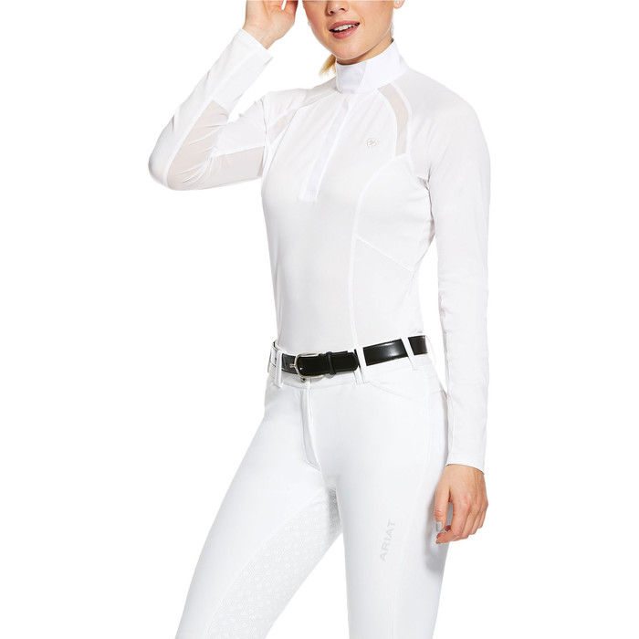 Ariat Womens Sunstopper 2.0 1/4 Zip Show Shirt 10039353 - White