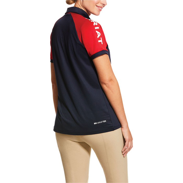 *NEW* Ariat Ladies Team 3.0 Polo Top In Navy/Red All Sizes Available 