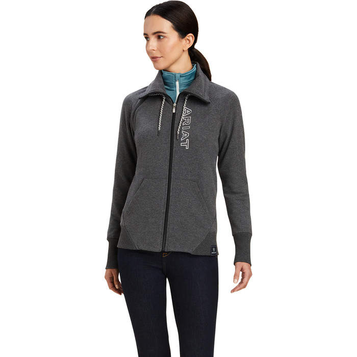 2022 Ariat Womens Team Logo Full Zip Sweatshirt 10041227 - Charcoal Grey