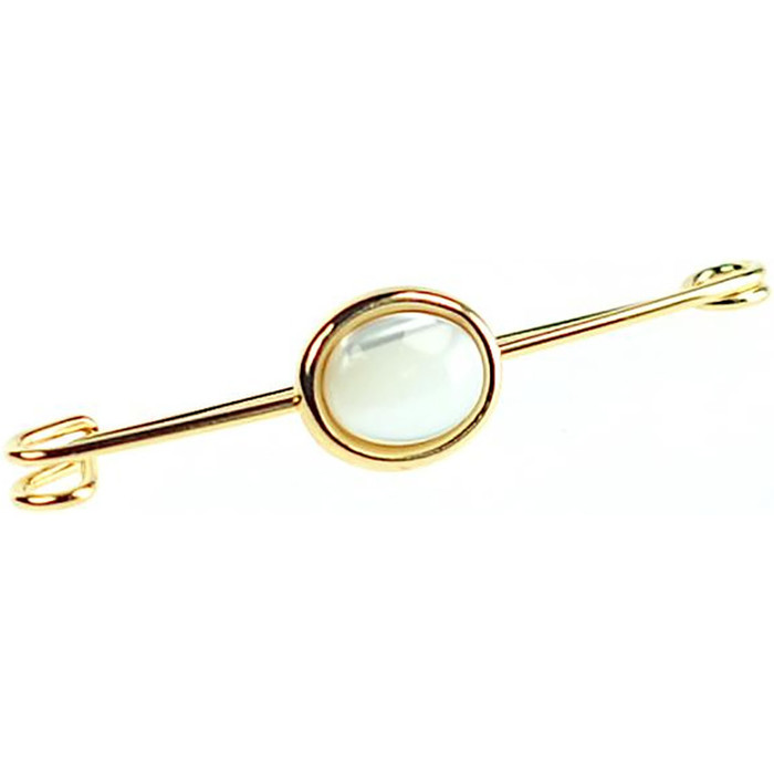 ShowQuest Semi Precious Mother of Pearl on Gold Stock Pin