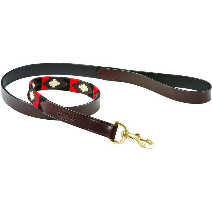 Weatherbeeta Polo Leather Dog Lead - Cowdray Brown / Red
