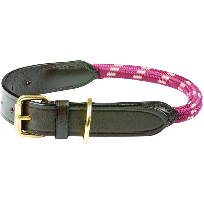 Weatherbeeta Rope Leather Dog Collar - Bugundy / Brown