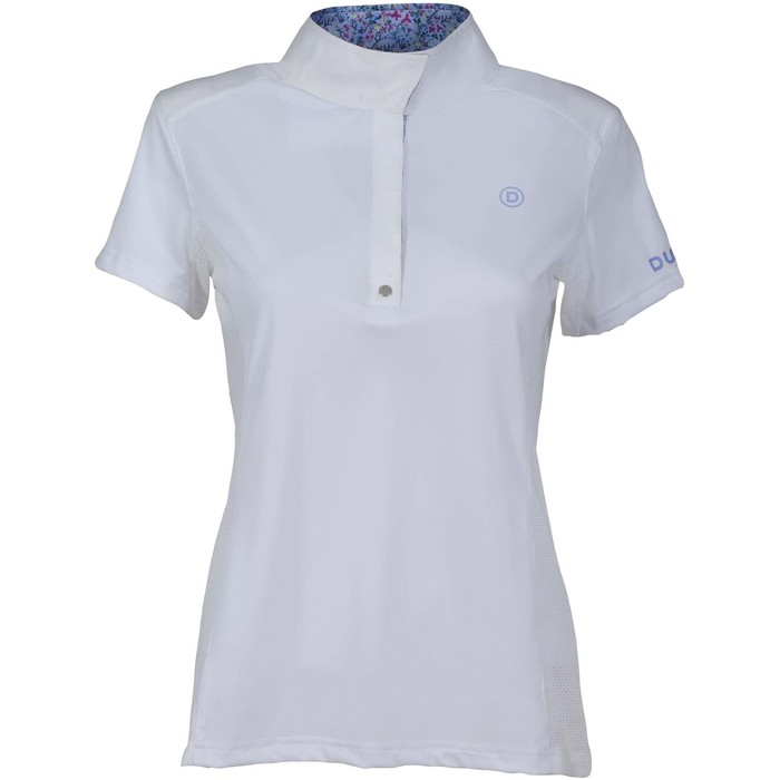 2022 Dublin Womens Andrea Short Sleeve Competition Printed Inner Collar Shirt 1004088023 - White / Lavender