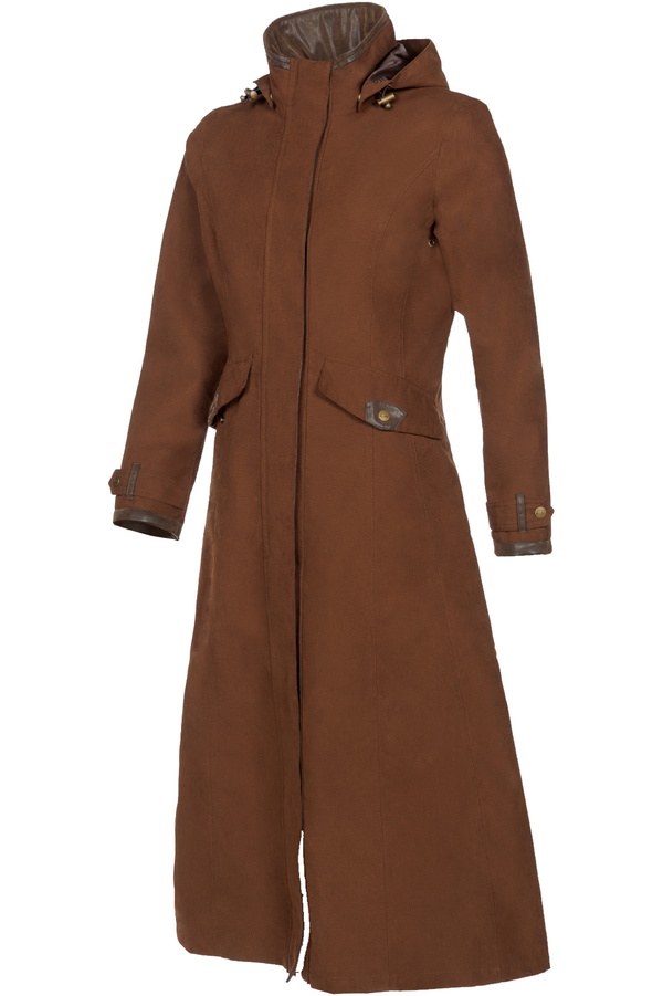 Baleno Cappotto Chelsea Donna Lungo Impermeabile - Raspberry Con Cappuccio E Inserti In Pelle - 2