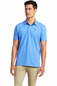 Ariat Mens Medal Short Sleeve Polo Top 10039497 - Blue