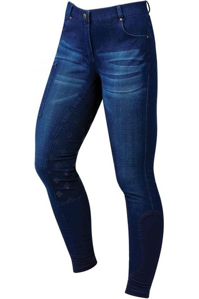 Dublin Pantalon D'équitation Femme Shona Full Grip En Denim Imprimé Silicone