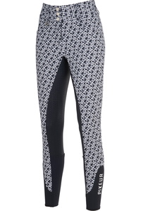 Pikeur Womens Candela Full Seat Grip Print Breeches 141746 406 - Nightblue / Grey / White
