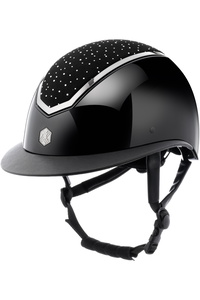 Charles Owen Kylo Crystal Wide Peak Riding Helmet KYLOWC - Black Gloss / Chrome