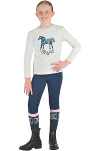 Dublin Junior Poppy Puff Sleeve Tee 1024241 - White Marle / Nordic Pony