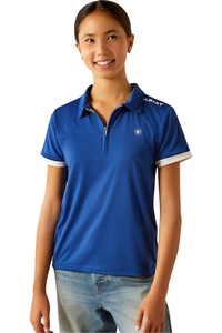 2025 Ariat Junior Bandera Team 1/4 Zip Short Sleeve Polo Shirt 10058591 - Sodalite Bluet