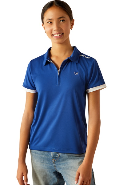 Ariat Junior Bandera Team 1/4 Zip Short Sleeve Polo Shirt