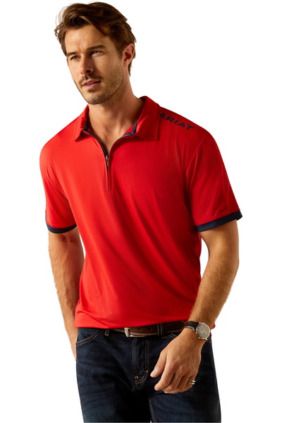Ariat Mens Bandera 1/4 Zip Short Sleeve Polo Shirt