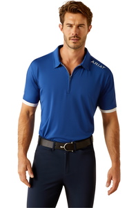 2025 Ariat Homme Bandera 1/4 Zip Manche Courte Polo Shirt 10054973 - Sodalite Bluet
