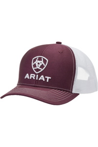 2025 Ariat Mens Stacked Logo Cap 10040005 - Burgundy / White