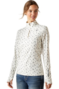 2025 Ariat Womens Lowell 3 . 0 1 / 4 Zip Baselayer 10062637 - Forest Horses