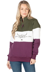 2025 Rydale Femmes Byland Sweatshirt 407120 - Olive / White / Berry
