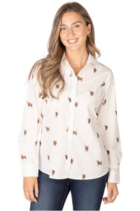 2025 Rydale Womens Wistow II Printed Country Cotton Shirt 407165 - Highland Cow