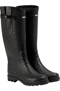 2026 Aigle Womens Aiglentine Croc Wellington Boot ND7814 - Noir