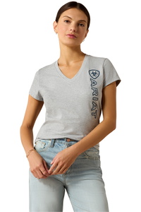2026 Ariat Womens Vertical Logo T - Shirt 10071353 - Heather Grey