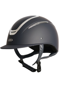 2026 Evoke Unisex Elara Classic Peak Riding Hat & Liner 200742008 - Navy / Silver Chrome