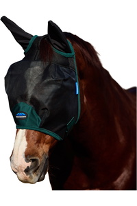 2026 WeatherBeeta Comfitec Durable Mesh Fly Mask With Ears 1029728006 - Black / Forest Green