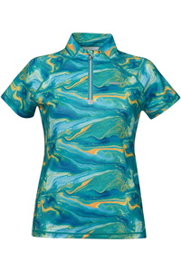 Weatherbeeta Damen Ruby Bedruckt Kurz Ärmel Top 1009343016 - Blue Orange Swirl