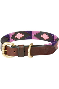 Weatherbeeta Polo Leather Dog Collar 10016990 - Cowdray Brown / Purple