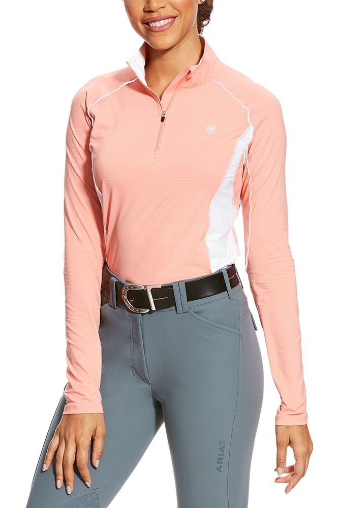 Ariat Womens Tri Factor 1/4 Zip Peach 