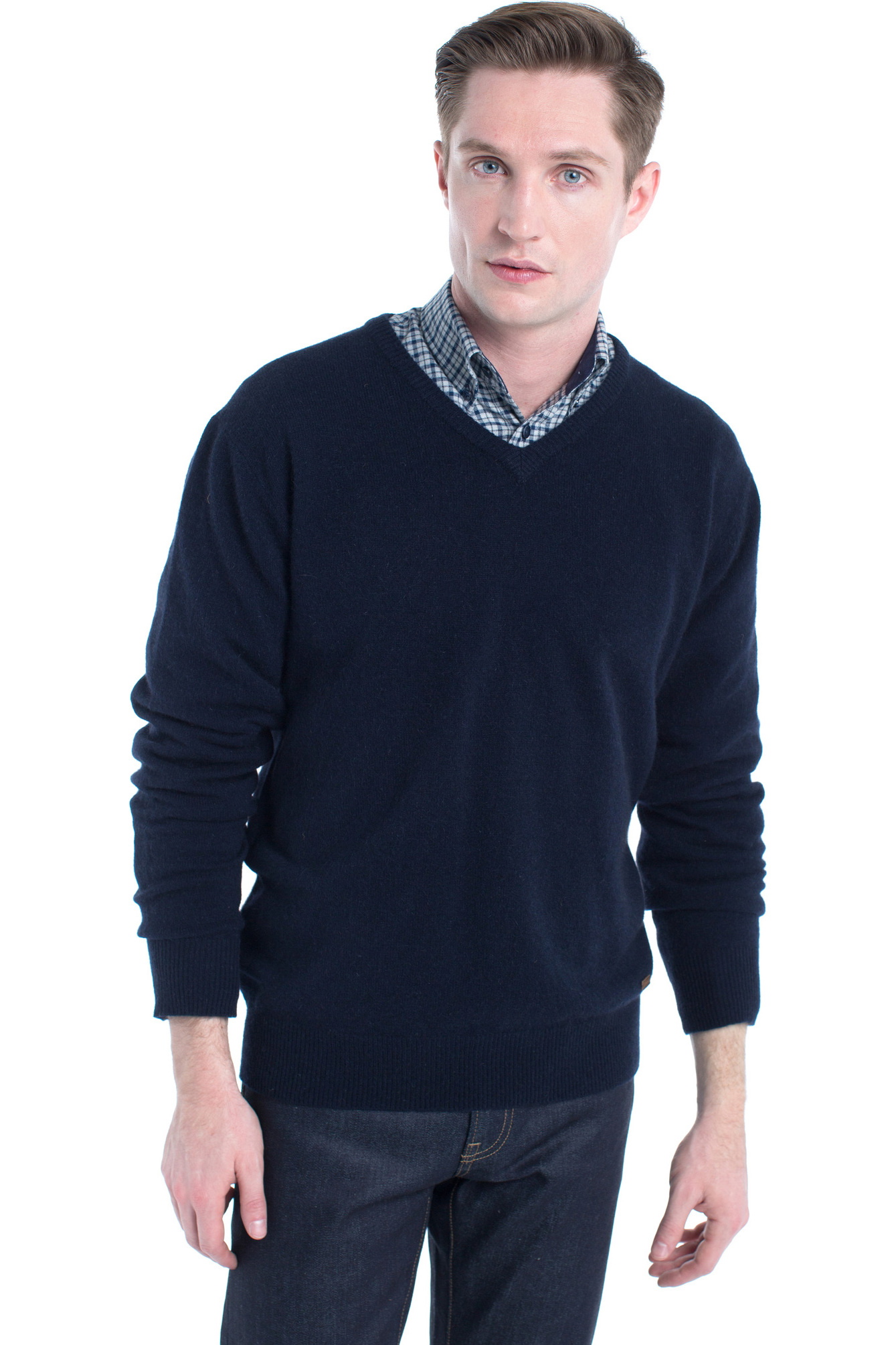 navy v neck sweater