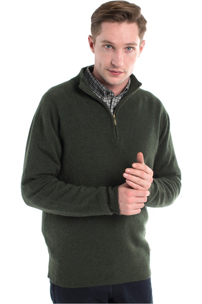 Dubarry Mens Mullen Half Zip Crew Sweater Olive