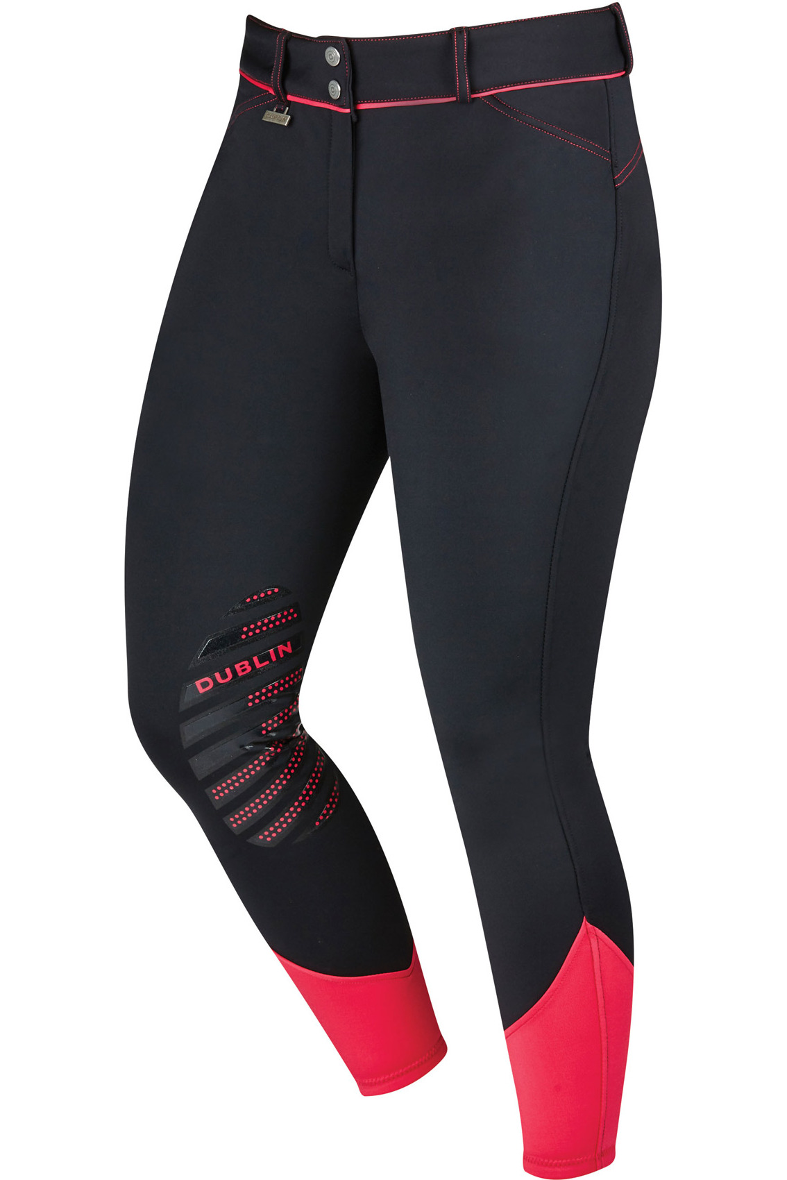 Dublin Thermal Womens Gel Knee Patch Breeches Black/Pink 