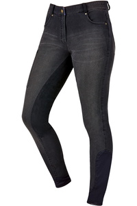 Dublin Damen-Shona Denim-Reithose Mit Vollwildlederbesatz - Ash