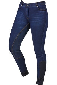 Dublin Damen Shona Voll Wildleder Sitz Denim Reithose - Blue Denim