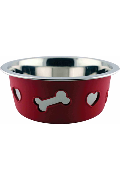 WeatherBeeta Non-Slip Stainless Steel Silicone Bone Dog Bowl