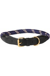 Weatherbeeta Rope Leather Dog Collar - Navy