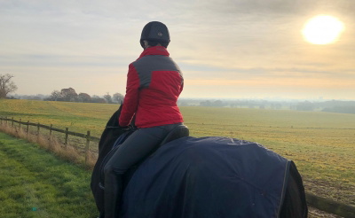 person riding horse