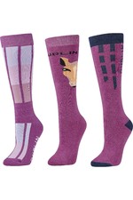 2022 Dublin Adults 3 Pack Horse Face Socks 1004094067 - Red Violet