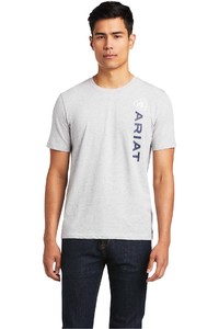 2022 Ariat Vertikales Kurzarm-t-shirt Mit Logo Fr Herren 10039193 - Graumeliert