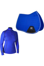 2022 Woof Wear Performance Riding Shirt & Full Size GP Saddle Cloth Bundle - Electric Blue