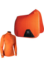 2022 Woof Wear Womens Performance Riding Shirt & Dressage Saddle Cloth Bundle - Orange
