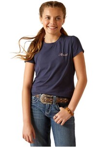 2024 Ariat Junior Pretty Shield Short Sleeve T-Shirt 10048555 - Navy Eclipse