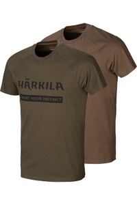 2024 Harkila Herren Logo T - Shirt 2 - Pack 16010505804 - Willow Green / Schiefer Braun