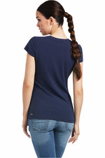 2022 Ariat Womens Vertical Logo Short Sleeve Top 10039227 - Navy